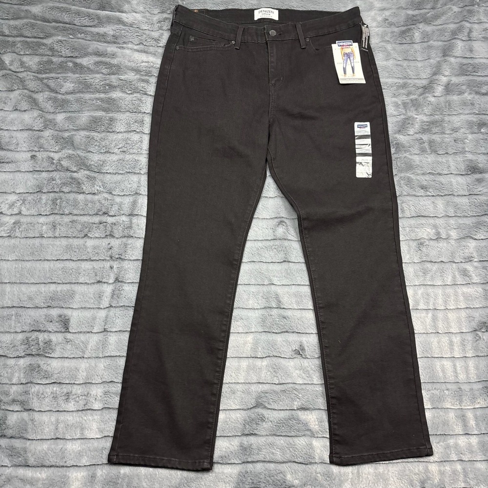 Denizen Levi's Womens Mid Rise Slim Jeans Black Stretch Denim 14S 32x28 New